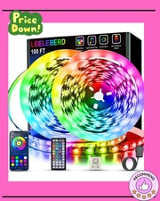100Ft Bluetooth LED Strip Lights, Music Sync LED Lights Strip, RGB Color Changin