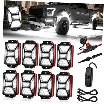 8 Pods 216 LED Pure White Rock Lights Kit with Switch Wiring Harness - 8 pods