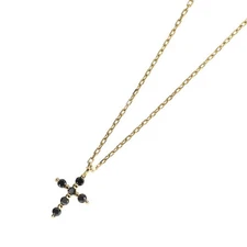 Agate K18YG Sapphire Pendant Necklace 0.03ct Cross - Auth free shipping from Jap