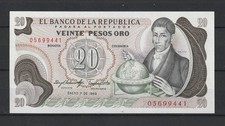 COLOMBIE Colombia Billet de 20 Pesos Oro du 01/01/1983 - P. N° 409d Neuf Unc .