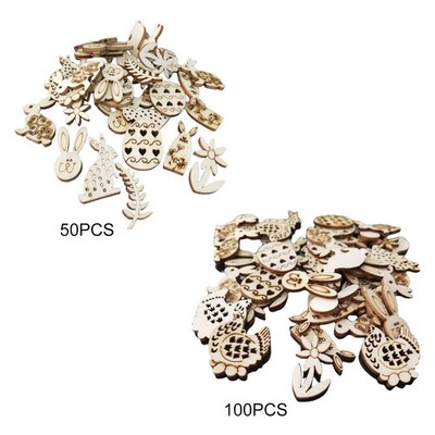 Wooden Slices Easter Eggs Rabbit Art for Card Making Kids Coloring Party