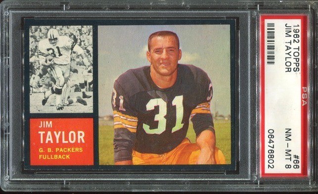 1962 Topps #66 Jim Taylor PSA 8 Green Bay Packers HOF LSU