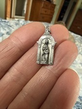 Dije medalla esterlina vintage Virgen María Santísima Madre Jesús encanto católico