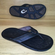 Olukai Hiapo Men's Flip Flop Sandal Size 12 M Black Thong Shoes Comfort Summer
