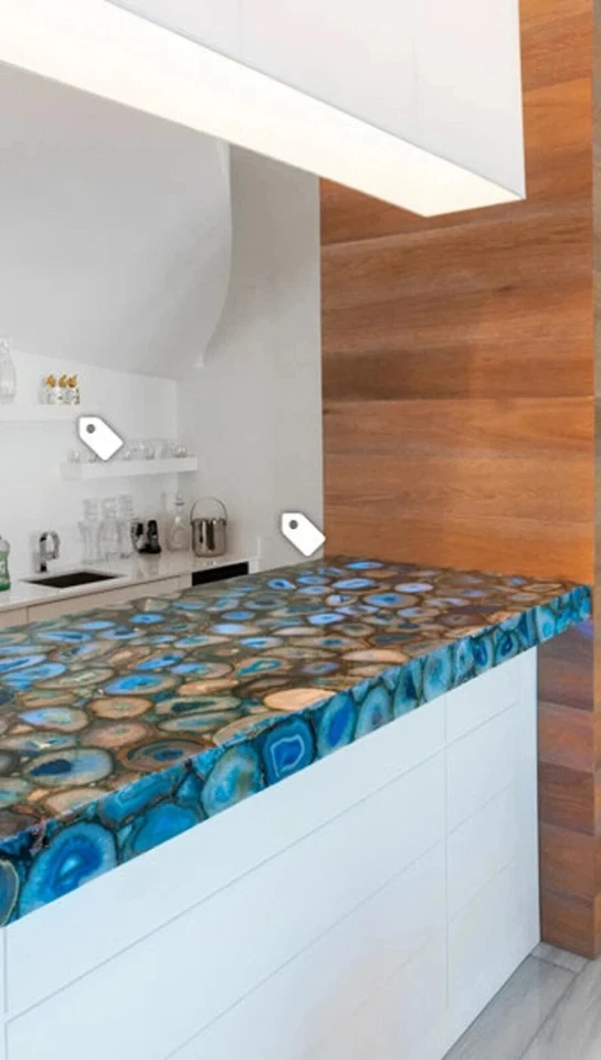 Blue Agate Stone Slab Table, Dining, Sofa, Center Table Top, Gemstone Arts Table - Image 3 of 4