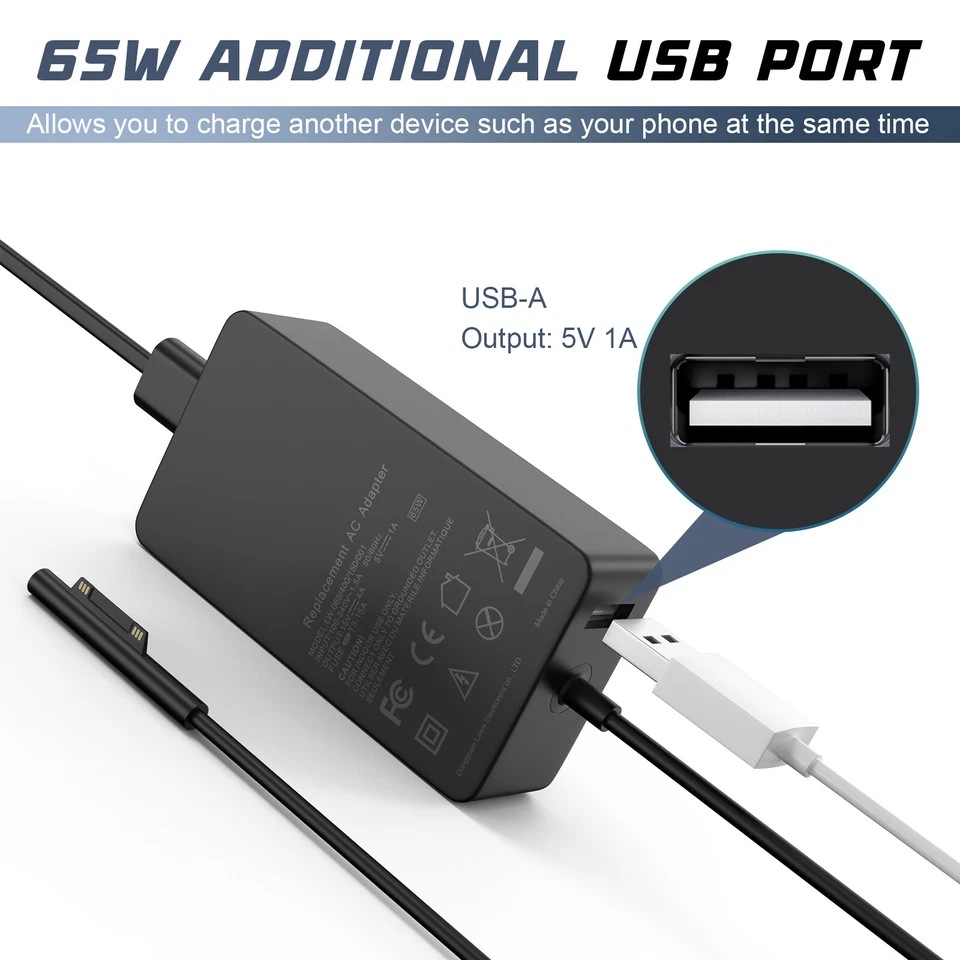 65W Charger For Microsoft Surface Pro 3 4 5 6 7 8 X Surface Go Surface Book 2 - Image 2 of 4
