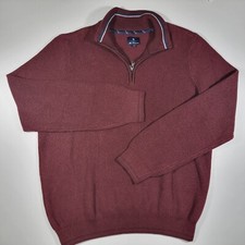 Ben Sherman Men's Pullover Sweater Mock Neck 1/4 Zip Maroon Size XL
