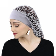 Women Mesh Hair Net Crochet Cap Cover Turban Fish Snood Sleeping Night Slouchy