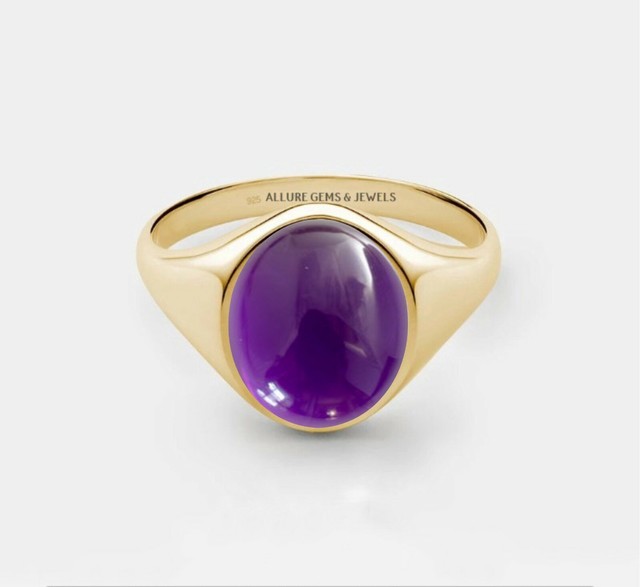 Men Amethyst Ring Men Signer Ring Mens Pinky Ring Men Gold Ring Gift