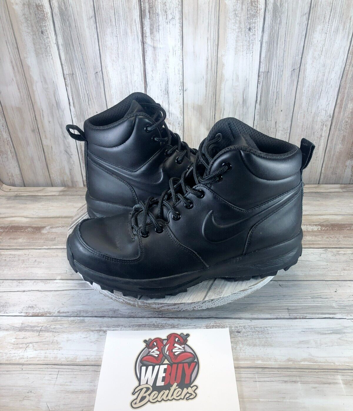 Nike Manoa Hiking Boots Mens 9 Triple Black Leather H… Gem