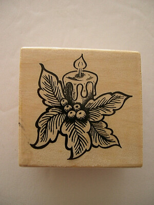 Christmas Candle CraftSmart Mounted Wooden Stamp 480037