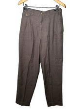 Vtg 90s Lee Pants Pleated Trousers Women s Size 12 M Woven Brown Blue Plaid