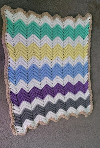 Just made LAP BLANKET /AFGHAN 29 X 33 Multi Color.chevron Stitch.