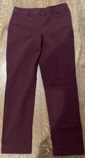Talbots Sz 6 Chatham Burgundy Wine Ankle Pants Stretch Flat Front Side Zip