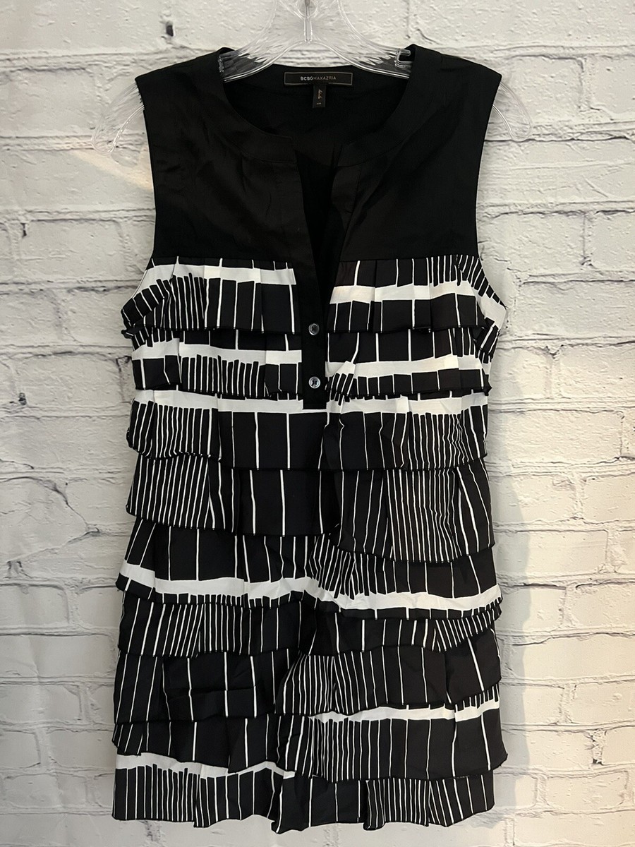 BCBG Maxazria Black/White Dress Layered Women's Size XS