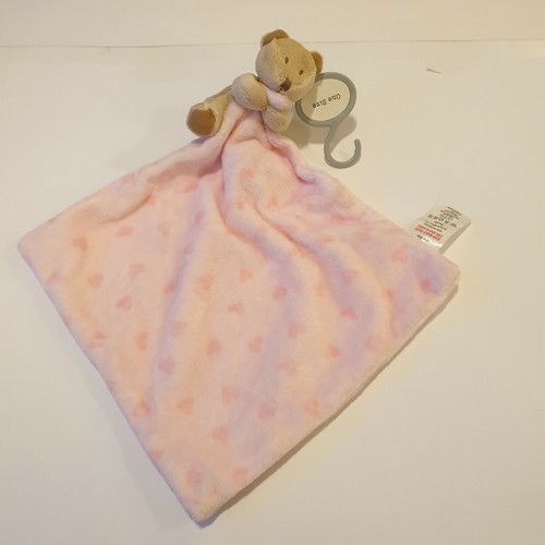 Matalan Bear Brown Pink Heart Baby Comfort Blanket Blankie Doudou New
