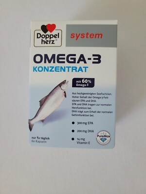 Doppelherz system, Omega-3 Konzentrat, Nahrungsergänzungsmittel, 60 Kapseln, OVP