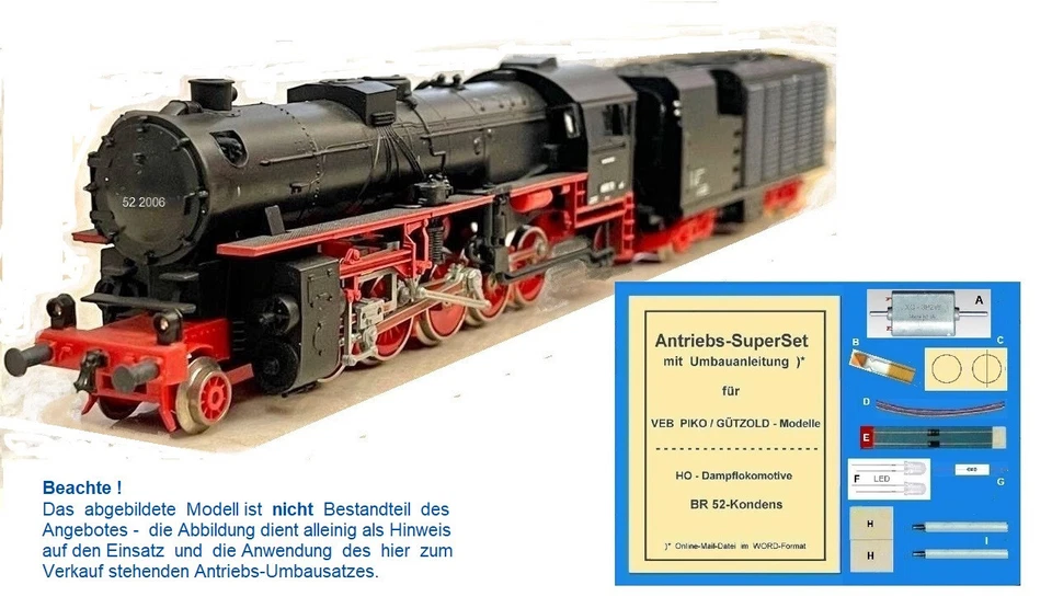 AntriebsSet für PIKO-BR 52ko mit Präzisionsmotor + Zubehör + Anleitung / #p11.22