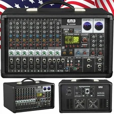 EMB PX2 1000W 10 Channel Power Mixer Console w/ DSP Effects, Bluetooth, Record