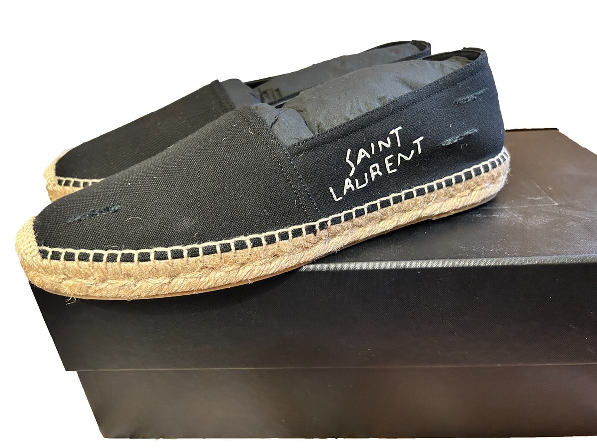【関税&送料込】Saint Laurent Canvas Espadrillas Saint Laurent ESPADRILLES EMBROIDERED CANVAS BLACK