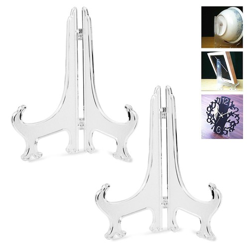 2 Pack Plastic Easel Plate Stands 7inch Holders Clear Picture Easel