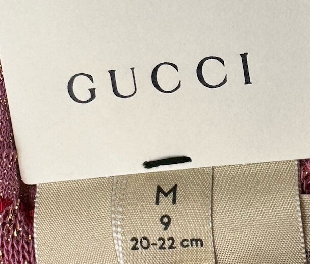 Gucci GG Logo Glittery Socks Pink Women's Size M 9 (20-22cm