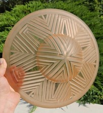 Coupe Art Deco lustre en verre moulé rose Maynadier France Muller des hanots 