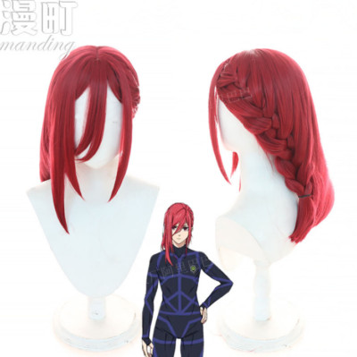 Anime BLUE LOCK Chigiri Hyoma Cosplay Perücken lang rot Zopf Kunsthaar Partyhaar