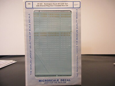 MICROSCALE DECAL ho BURLINGTON RTE 50/60' O/S BRACED PLUG DR INS.BOXCARS #87-481