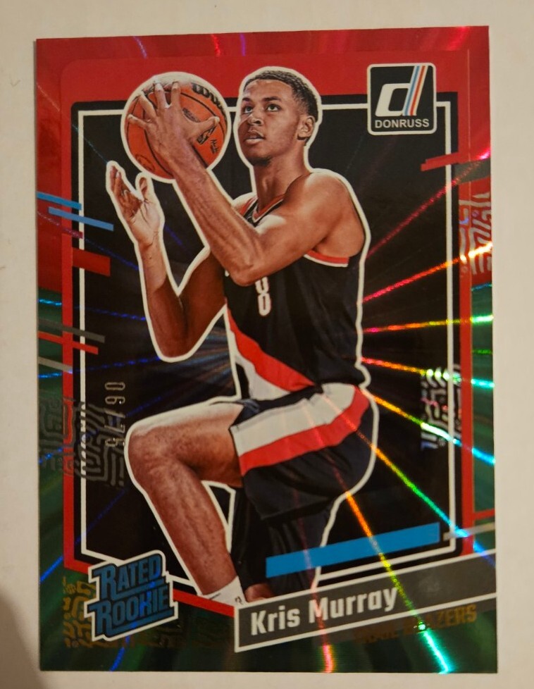2023-24 Kris Murray Donruss Holo Red Green Laser Rated Rookie #203 /75 Blazers