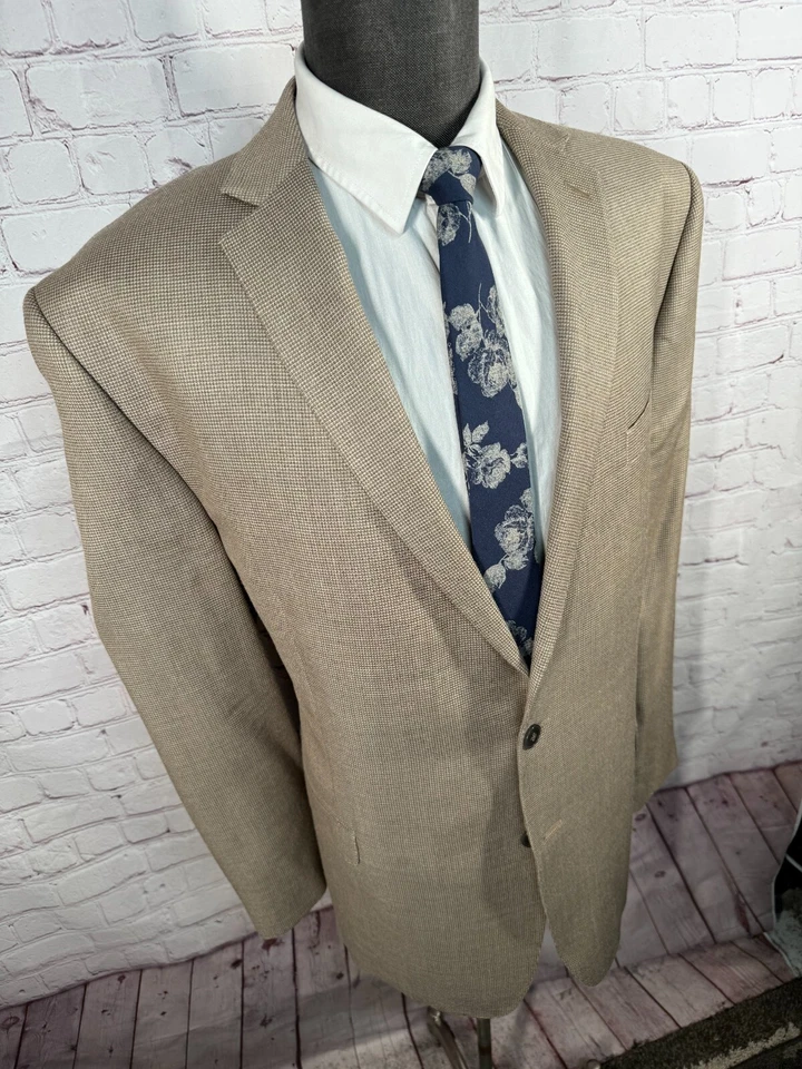 CALVIN KLEIN Hombres Marrón Tostado LANA DE SEDA Traje Abrigo Deportivo Blazer Chaqueta TALLA 46L Foto 3 de 4