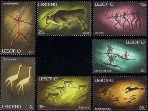 Lesoto 1968 Pintura rupestre/animales/arte/prehistórico/historia/naturaleza conjunto de 7 V b1283j - Imagen 1 de 1