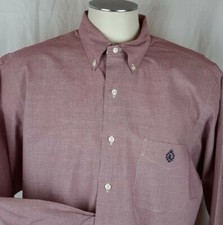 Ralph Lauren mens long sleeve burgundy small houndstooth print shirt size 17