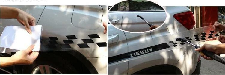 2X Kit de calcomanías gráficas de vinilo impermeables para carrocería de puerta de automóvil negras/rojas Foto 4 de 4