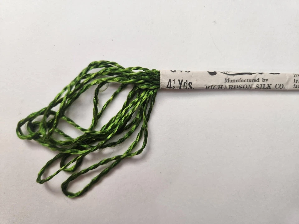 4.5 yd Pack Vintage Richardson Silk Co FAUX SILK RICHTEX ROPE 648 Green - Image 3 of 4