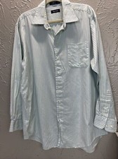 Nautica Men's Long Sleeve Button Front Shirt Size 17-34/35 Yellow Blue Stripe
