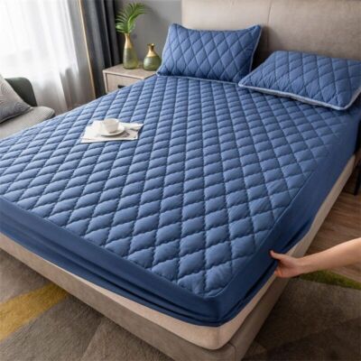 Mattress Protector Thickened Cotton Fitted Sheet Anti-slip Bedspread Solid Color