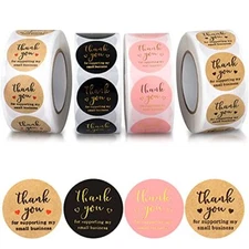 Thank You Round Stickers for Supporting My Small Business Adhesive Labels, 3 