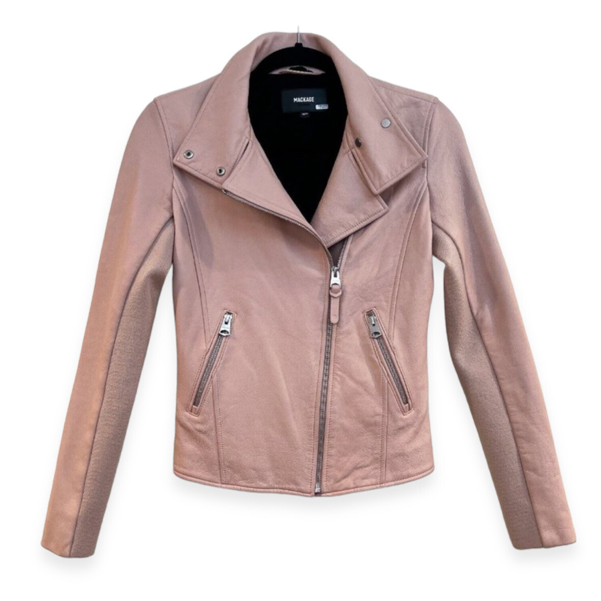 Mackage 100% Leather Light Pink Designer Motorcycle Designer