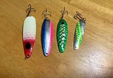 FOUR (4) Great LakesTrolling Spoons assorted Brands, Colors & Sizes
