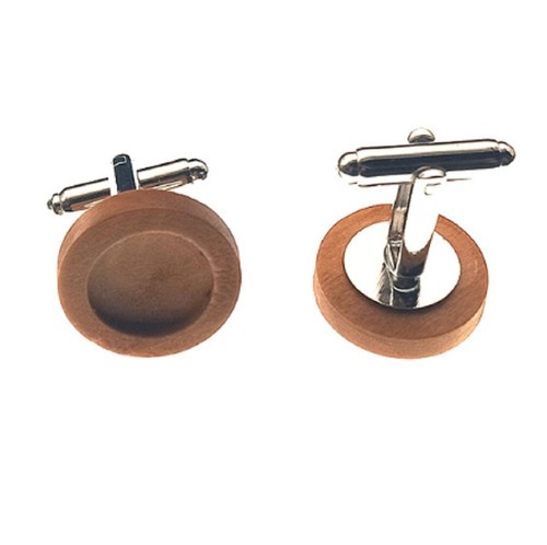 Wooden Mens Round Cufflinks Base Blank 12mm Settings Craft Findings Jewellery UK - Picture 8 of 9
