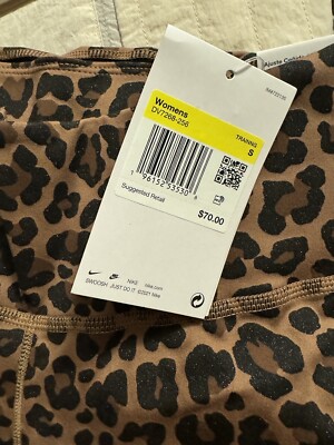 Nike One Mid-Rise Leopard Print Glitter Leggings Womens Size S