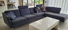 Canapé d'angle 6 places tissu bleu-gris chiné BoConcept