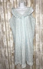 Vintage Katz Blue Embroidered Lace Ruffle Hem Sleeveless Shift Nightgown No Size
