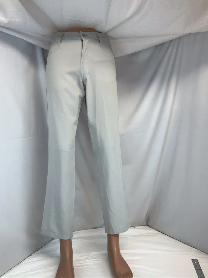 Calça Versace Classic tamanho 30 Wmn cinza poli frente plana 30” costura interna Itália YGI I0-363 - Imagem 2 de 4