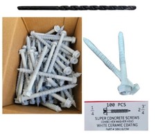 100 HEX Head 1/4 x 2- 3/4 Concrete Masonry screw Anchor White Tapcon + Drill Bit