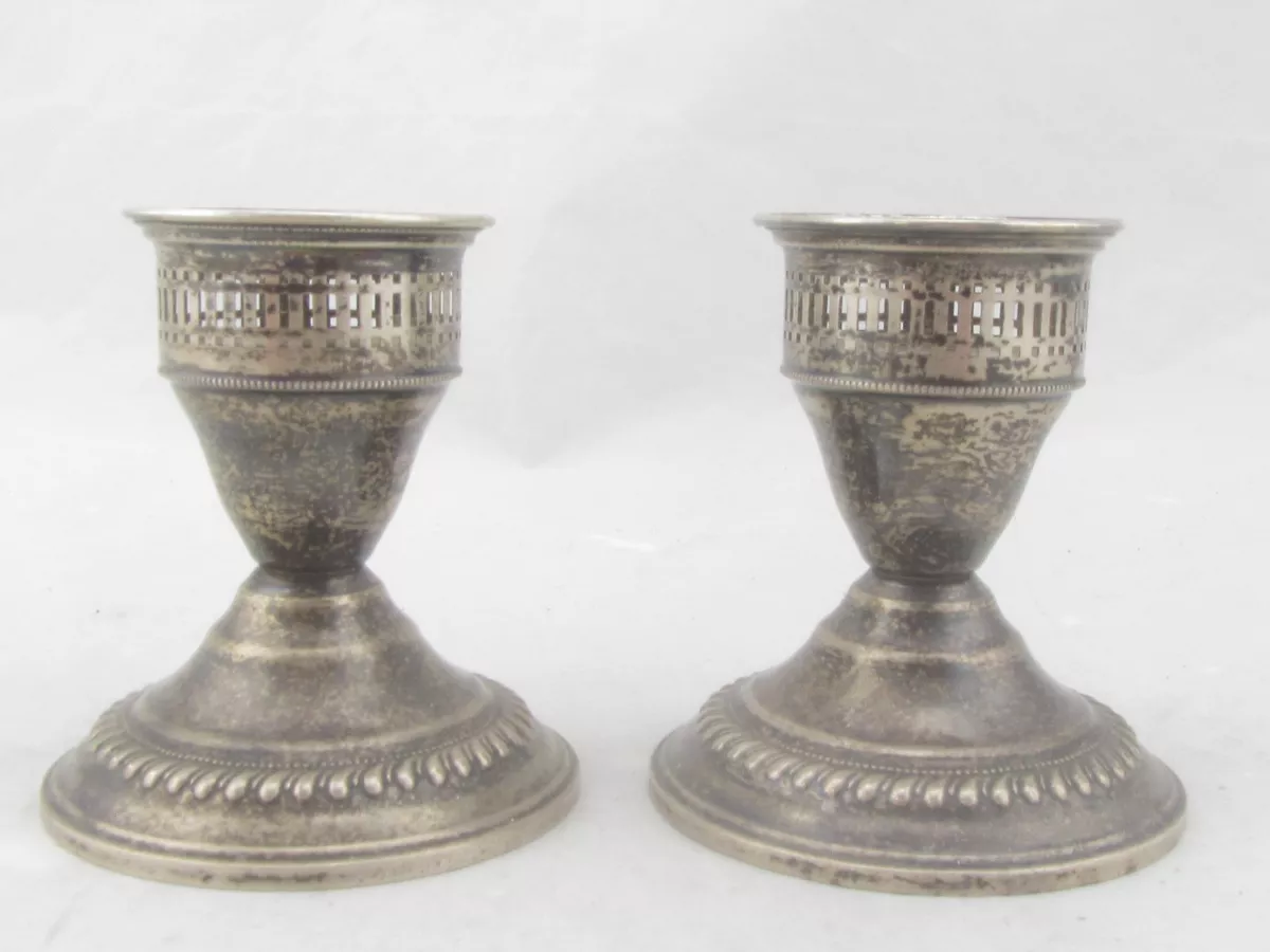 Sterling weighted candlesticks best sale ebay