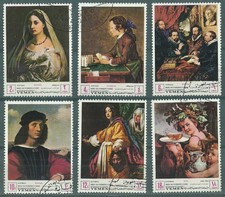YEMEN  1968 '' SAVE AND PRESERVE FLORENTINE ART BY UNESCO '' POST+AIR SET USED (