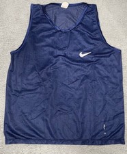 RARE Vtg Nike Tank Top Men Medium Athletic Mesh Jersey Sport Blue Shirt USA Made