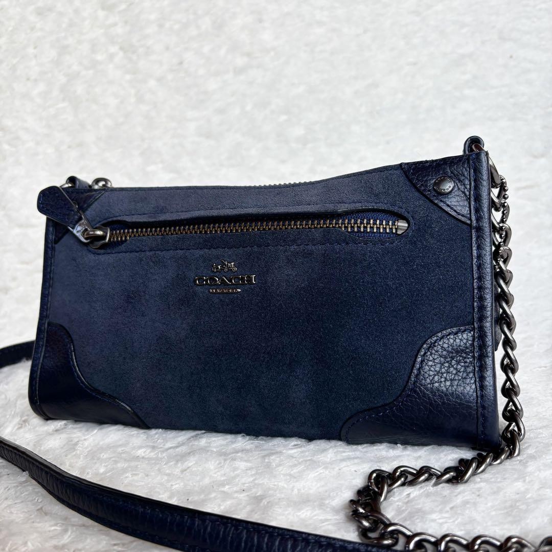 COACH Leather and Suede Shoulder Bag with Chain Strap F35927 PCJ5LX